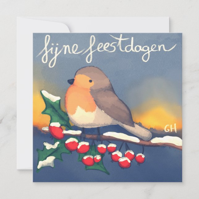 Cartão Roodborstje, fijne Feestdagen (Frente)