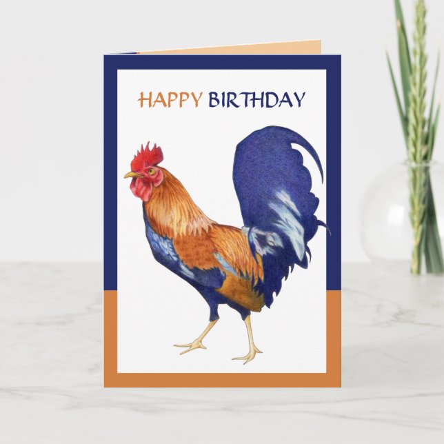 Cartão Rooster border Happy Birthday Card (Frente)