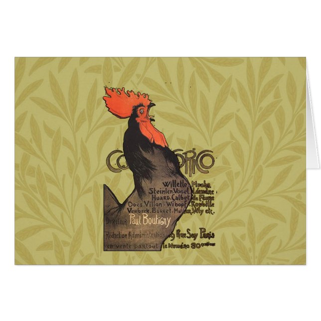 Cartão Rooster Steinlen Cocorico Arte Francesa (Frente Horizontal)