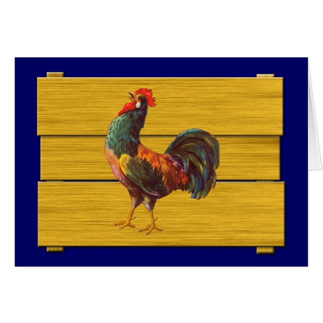 Cartão Rooster Vintage Cochen Art (Frente horizontal)