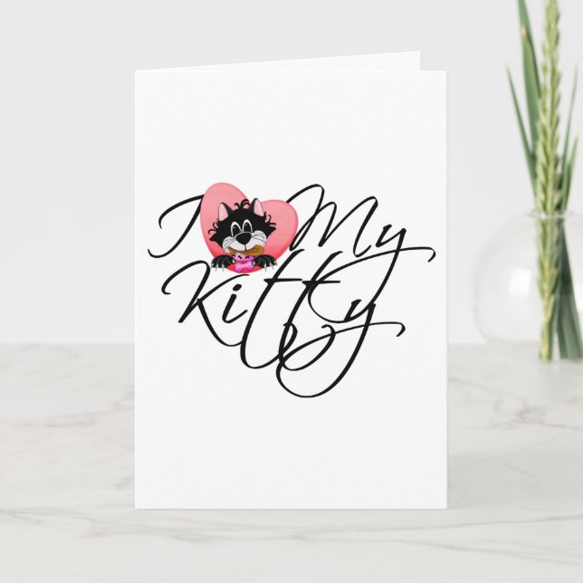 Cartão Rosa, adoro meus Camisetas e presentes Gatinhos (Frente)