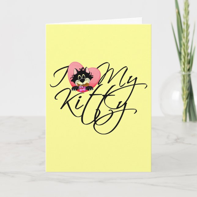 Cartão Rosa, adoro meus Camisetas e presentes Gatinhos (Frente)