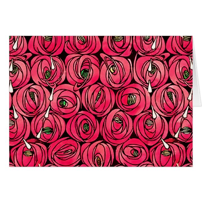 Cartão Rosa Art Nouveau Rennie Macintosh Graphic (Frente Horizontal)