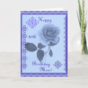 Cartão Rosa azul: Feliz aniversário, mãe!