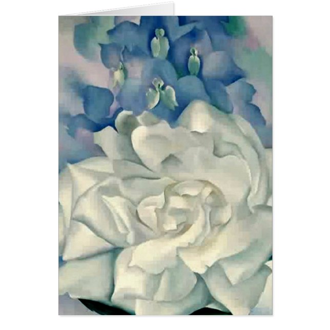 Cartão Rosa branco impressionante e Larkspur de Geórgia (Frente)