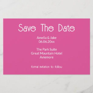 Cartão rosa brilhante de Save the date