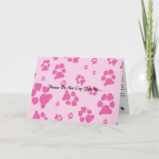 Cartão rosa-cão-pata sofisticado-, Por Favor Não Chore ..