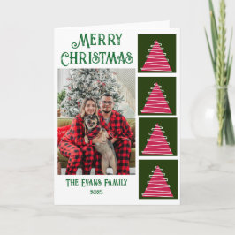 Cartão Rosa com árvores de Natal verdes