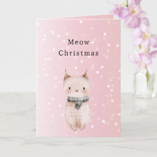 Cartão Rosa Corado Confete de Gato Pontos de Natal
