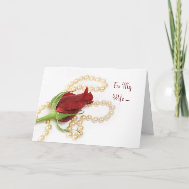 Cartão Rosa da esposa de aniversário (Frente)