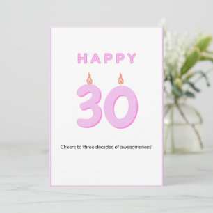 Cartão Rosa da placa aniversário de 30 anos