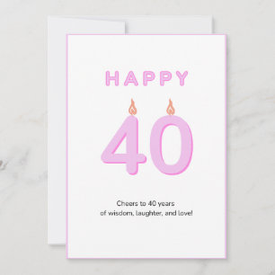 Cartão Rosa da placa aniversário de 40 anos