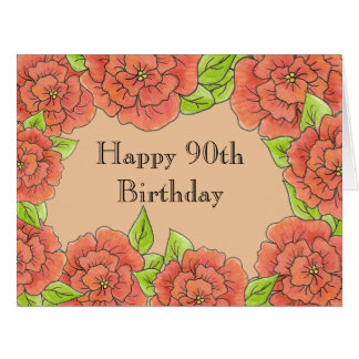 Cartão Rosa de aniversário 90