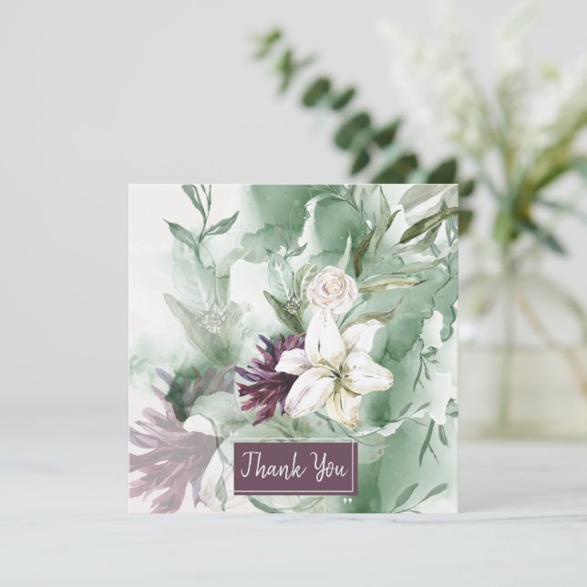 Cartão Rosa de Aquarela, Lily, Magnolia (Em pé/Frente)