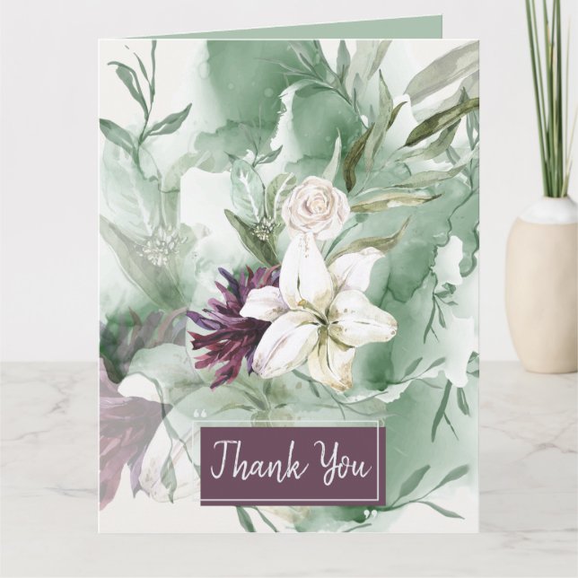 Cartão Rosa de Aquarela, Lily, Magnolia (Frente)