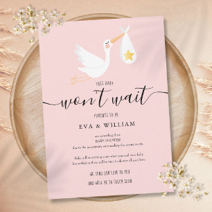 Cartão Rosa de Cancelamento do Chá de Bebê