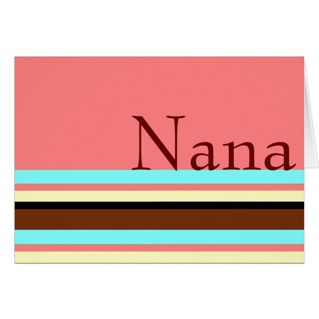 Cartão Rosa de creme do marrom azul de Nana (Frente Horizontal)