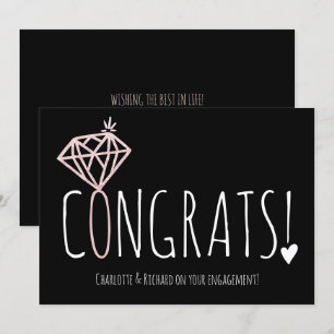 Cartão Rosa de de diamante moderno congratula noivado