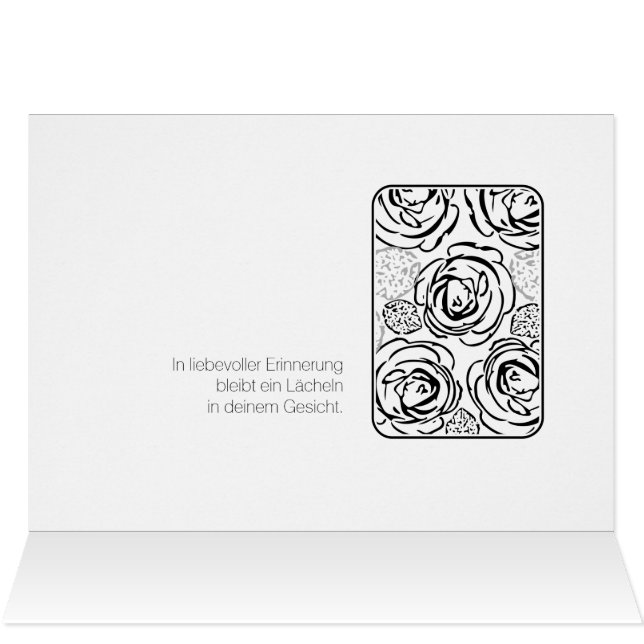 Cartão Rosa de Kondolenzkarte schwarze (Interior horizontal (topo))