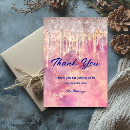 Cartão Rosa de microfone pincelado pia gotas holográficas