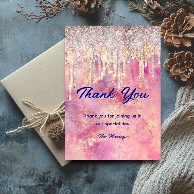 Cartão Rosa de microfone pincelado pia gotas holográficas (Criador carregado)