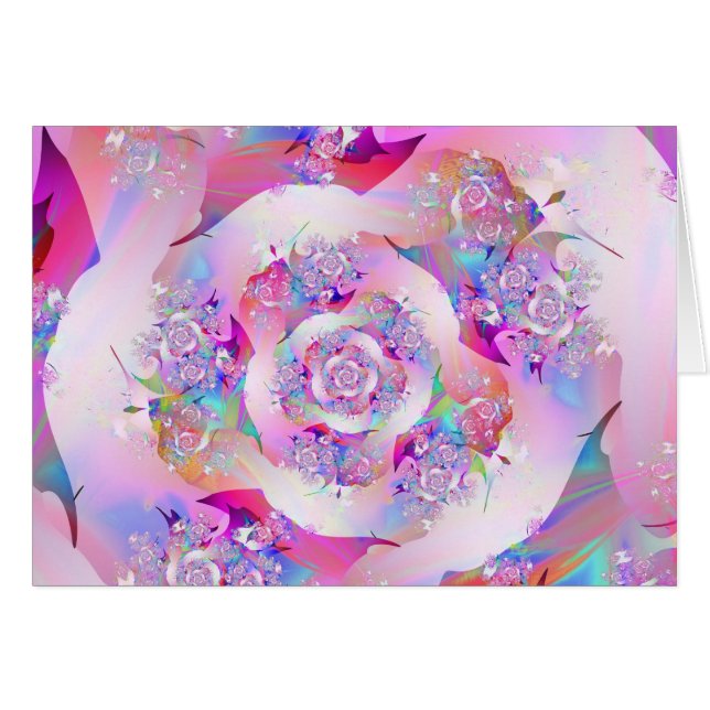 Cartão Rosa de vetor floril, rosa-giro, bonito (Frente horizontal)