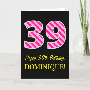 Cartão Rosa Divertido "39"; Feliz 39º aniversário; Nome