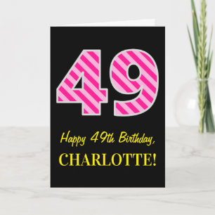 Cartão Rosa Divertido "49"; Feliz 49º aniversário; Nome
