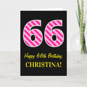 Cartão Rosa Divertido "66"; Feliz 66.o aniversário; Nome