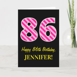 Cartão Rosa Divertido "86"; Feliz 86.o aniversário; Nome