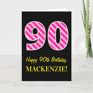 Cartão Rosa Divertido "90"; Feliz aniversário de 90; Nom