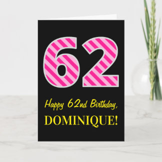 Cartão Rosa Divertido Riscado "62"; Feliz 62.º Aniversári