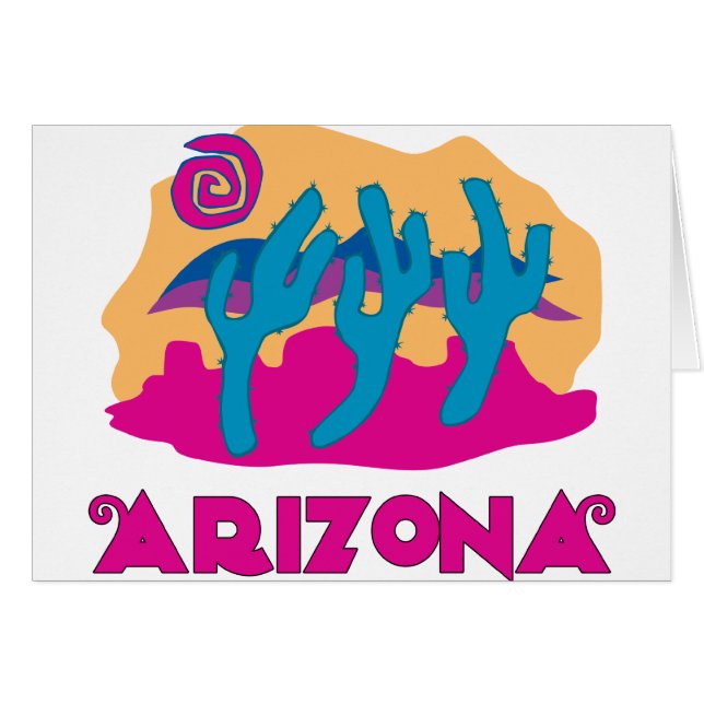 Cartão Rosa do deserto da arizona (Frente Horizontal)