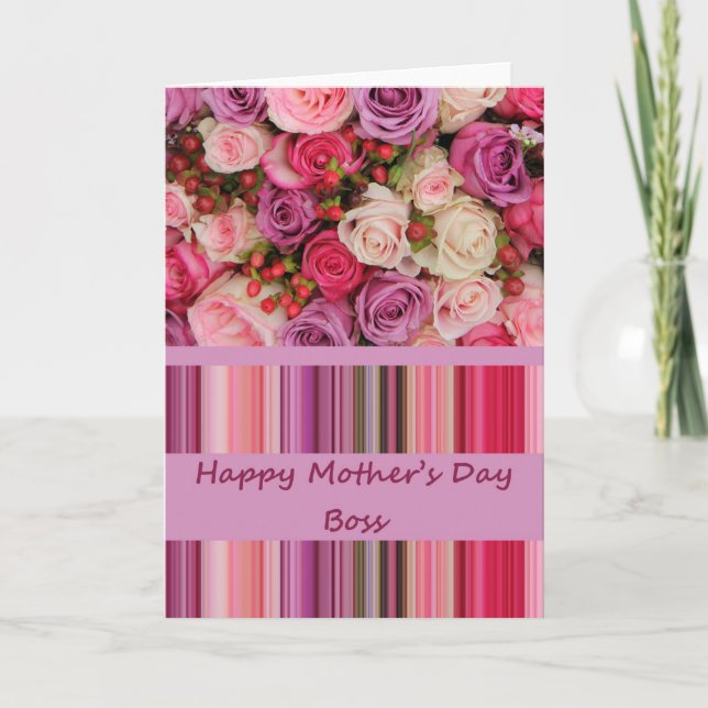 Cartão Rosa do Dia de as mães Feliz (Frente)