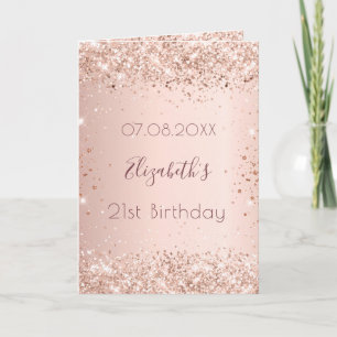 Cartão Rosa dourado aniversário brilho foto personalizada