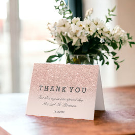 Cartão Rosa dourado brilho rosa ombre Obrigado casamento