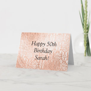 Cartão Rosa Dourado Personalizado Feliz Aniversário