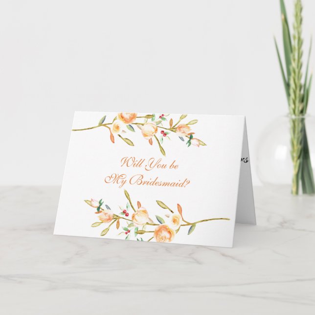 Cartão Rosa e Berry Stems Você será minha dona de cabras? (Frente)