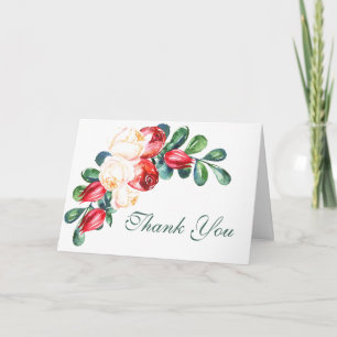 Cartão Rosa e Berry Watercolor Casam Obrigado