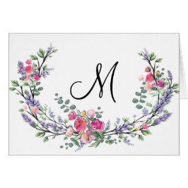 Cartão Rosa e Eucalyptus, cor-de-Lavanda rosa-d-água