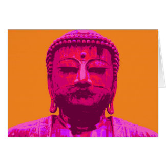 Cartão Rosa e laranja de Buddha do pop art