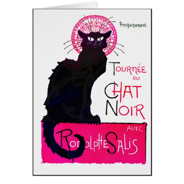 Cartão Rosa e preto do gato de Deco (Frente)