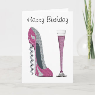 Cartão Rosa, Espelho Prateado Corkscrew Stiletto Art