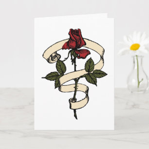 Cartão Rosa Estilo Tatuagem