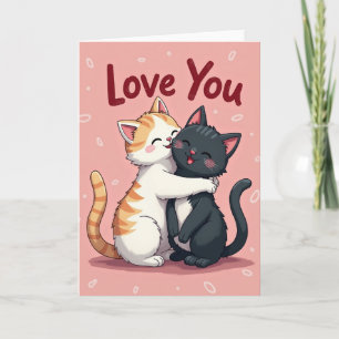 Cartão Rosa Eu Amo Gatos