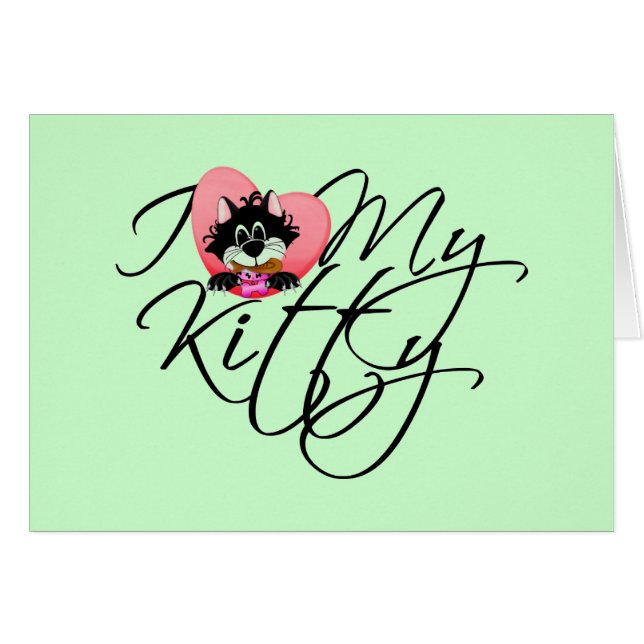 Cartão Rosa eu amo meus camiseta e presentes do gatinho (Frente Horizontal)