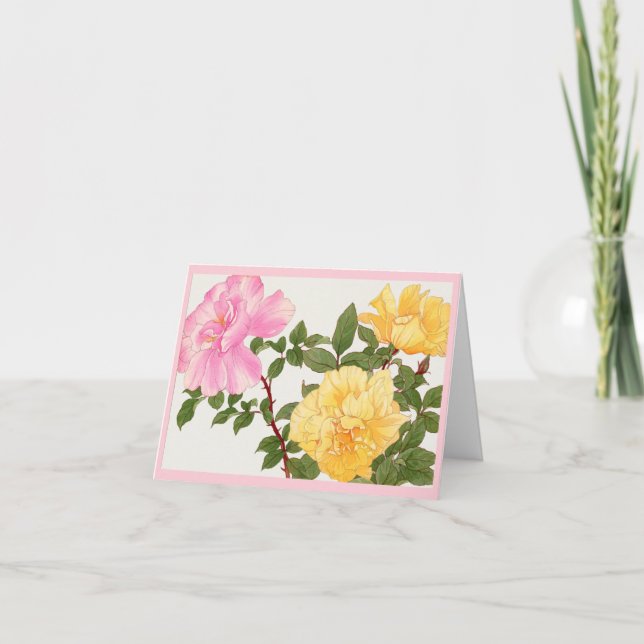 Cartão Rosa flor, Aniversário (Frente)