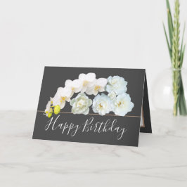 Cartão Rosa Floral Chic e Flores Orquídeas de Buquê Chic