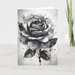 Cartão Rosa - Flores de aquarela