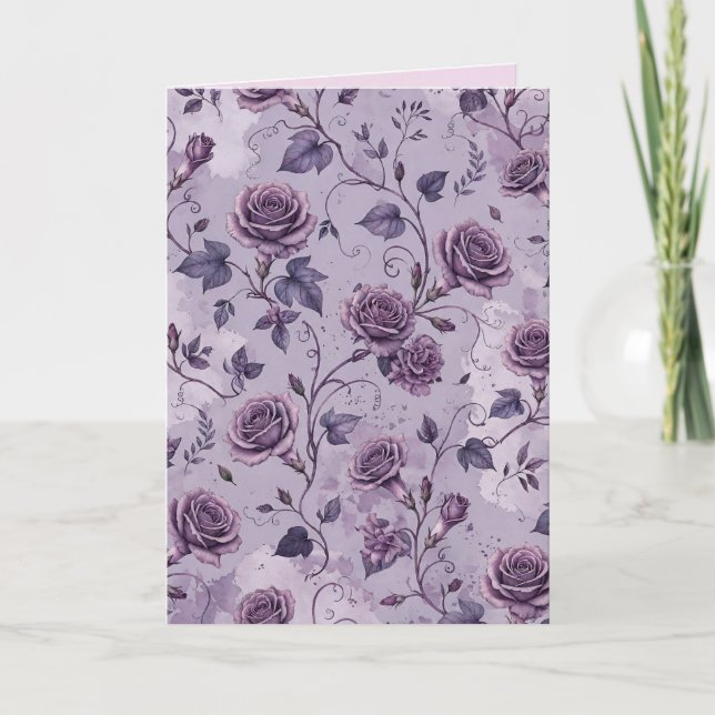 Cartão Rosa Lavanda Empoeirada Tons Sonhadores Florais  (Frente)